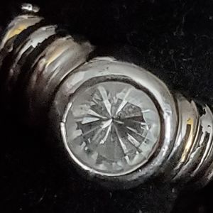 Edco vintage 90s silvertone ring with round clear faux diamond size 5 3/4